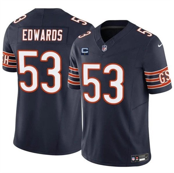 Men's Chicago Bears T.J. Edwards Navy 2024 F.U.S.E. With 1-star C Patch Vapor Jersey