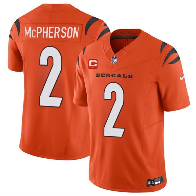 Men's Cincinnati Bengals Evan McPherson Orange 2024 F.U.S.E With 1-star C Patch Jersey
