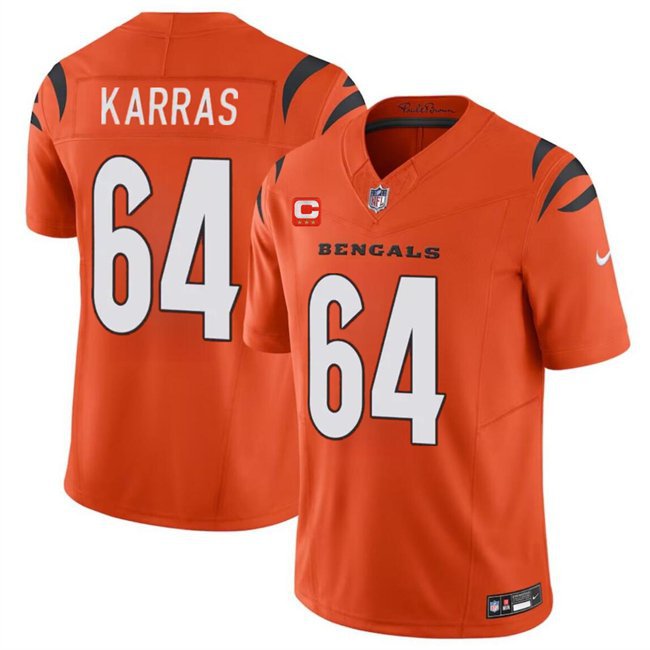 Men's Cincinnati Bengals Ted Karras Orange 2024 F.U.S.E With 3-star C Patch Vapor Jersey