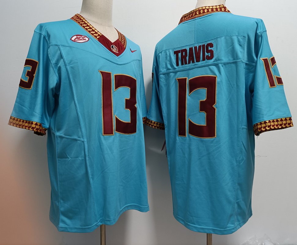 Men's Florida State Seminoles Jordan Travis Blue College Football F.U.S.E. Jersey