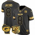 Men's Green Bay Packers #8 Josh Jacobs Black Gold F.U.S.E. 100 seasons With Home Patch Jersey