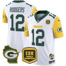 Men's Green Bay Packers Aaron Rodgers White 2024 F.U.S.E. 13 Time World Champions Patch Jersey