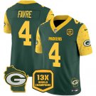 Men's Green Bay Packers Brett Favre Green 2024 F.U.S.E. 13 Time World Champions Patch Jersey
