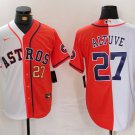 Men's Houston Astros Jose Altuve White Orange White Number Split Stitched Jersey