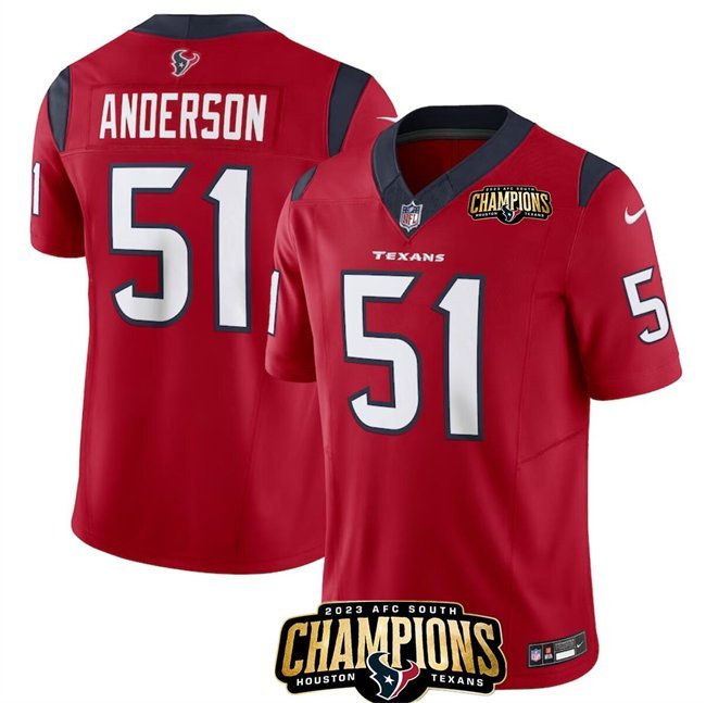 Men's Houston Texans Will Anderson Jr. Red 2023 F.U.S.E. AFC South Champions Patch Jersey