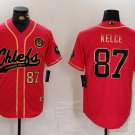 Men's Kansas City Chiefs Travis Kelce Red Stitched Cool Baseball Jersey 2024