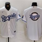Men's Kansas City Royals Blank White Team Big Logo Cool Base Stitched Jersey