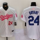 Men's LA Dodgers Kobe Bryant White Pink Vin & Kobe Patch Stitched Jersey