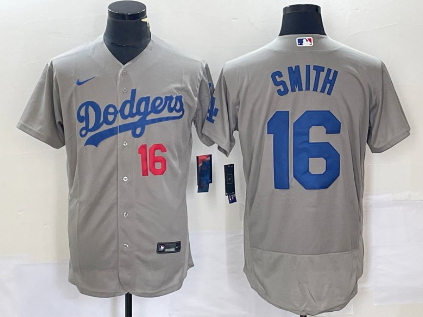 Mens LA Dodgers Will Smith Flex Baseball Jersey grey