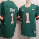 Men's Miami Hurricanes #1 Cam Ward Green Stitched Football Jersey