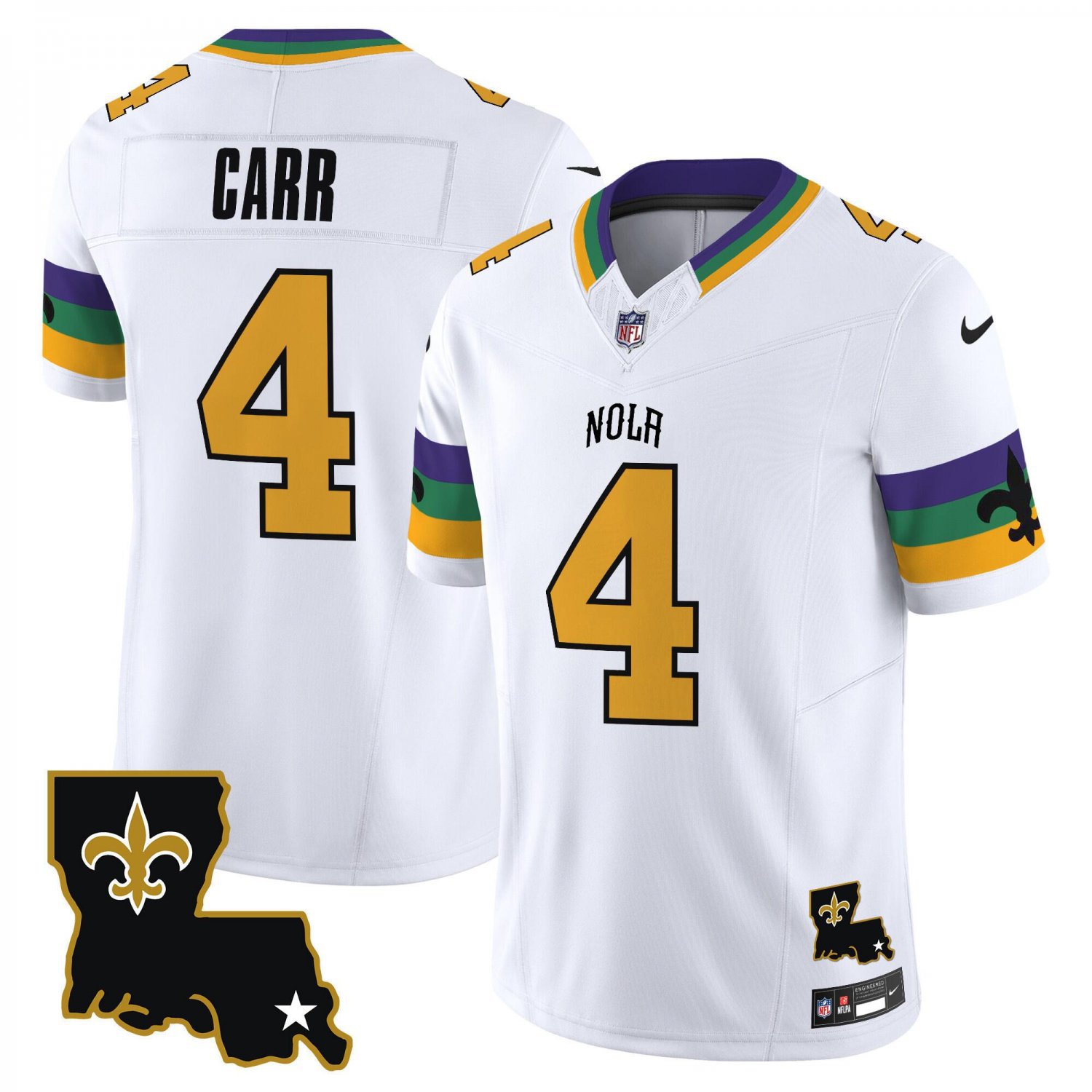 Mens New Orleans Saints Derek Carr White 2024 F.U.S.E. Vapor Limited Football Jersey
