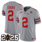 Men's Ohio State Buckeyes #2 Emeka Egbuka Grey 2025 CFP Final Patch Jersey