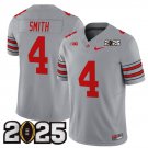 Men's Ohio State Buckeyes #4 Jeremiah Smith Grey 2025 CFP Final Patch Jersey
