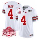 Men's Ohio State Buckeyes #4 Jeremiah Smith White 2025 CFP Final With National Champions Jersey