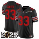 Men's Ohio State Buckeyes #33 Jack Sawyer Black 2025 CFP Final Patch Jersey