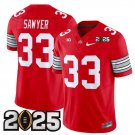 Men's Ohio State Buckeyes #33 Jack Sawyer Red 2025 CFP Final Patch F.U.S.E. Jersey