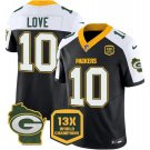 Men's Packers Jordan Love Black 2023 F.U.S.E. Home Patch 13 Time World Champions Jersey