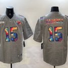 Men's Patrick Mahomes #15 Kansas City Chiefs Retro Limited Football Jersey Grey