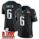 Men's Philadelphia Eagles #6 DeVonta Smith Black 2025 Super Bowl LIX Patch Jersey