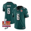 Men's Philadelphia Eagles #6 DeVonta Smith Green 2025 Eagles Logo Super Bowl LIX Patch Jersey