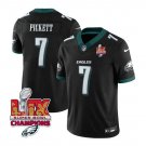 Men's Philadelphia Eagles #7 Kenny Pickett Black 2025 Eagles Logo Super Bowl LIX Patch Jersey
