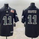 Men's Philadelphia Eagles #11 A. J. Brown Black 2025 Super Bowl LIX Patch Fashion New Vapor Jersey