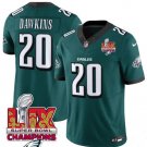 Men's Philadelphia Eagles #20 Brian Dawkins Green 2025 Eagles Logo Super Bowl LIX Patch Jersey