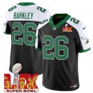 Men's Philadelphia Eagles #26 Saquon Barkley BlackWhite 2025 Super Bowl LIX Patch Jersey