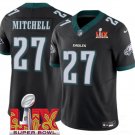 Men's Philadelphia Eagles #27 Quinyon Mitchell Black 2025 Super Bowl LIX Patch Jersey