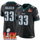Men's Philadelphia Eagles #33 Cooper DeJean Black 2025 Super Bowl LIX Patch Vapor Jersey