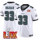 Men's Philadelphia Eagles #33 Cooper DeJean White 2025 Super Bowl LIX Patch Vapor Jersey