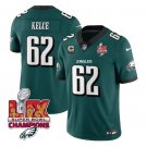 Men's Philadelphia Eagles #62 Jason Kelce Green 2025 Eagles Logo Super Bowl LIX Patch Jersey