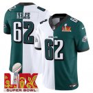Men's Philadelphia Eagles #62 Jason Kelce GreenWhite 2025 Super Bowl LIX Patch F.U.S.E. Jersey