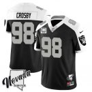Men's Raiders Maxx Crosby Black 2023 F.U.S.E Nevada Silver Stat With 3-Star C Patch Jersey