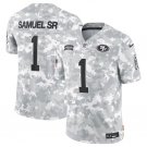 Men's San Francisco 49ers #1 Deebo Samuel SR Arctic Camo 2024 F.U.S.E. Salute to Service Jersey