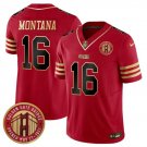 Men's San Francisco 49ers Joe Montana Red F.U.S.E. Golden Gate Bridge Patch Balck Jersey