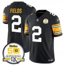 Men's Steelers #2 Justin Fields Black 2024 F.U.S.E. 50th Super Bowl IX Alternate Jersey