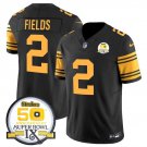 Men's Steelers #2 Justin Fields Black 2024 F.U.S.E. 50th Super Bowl IX Color Rush Jersey