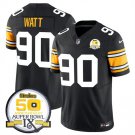Men's Steelers #90 T.J. Watt Black 2024 F.U.S.E. 50th Super Bowl IX Alternate Jersey