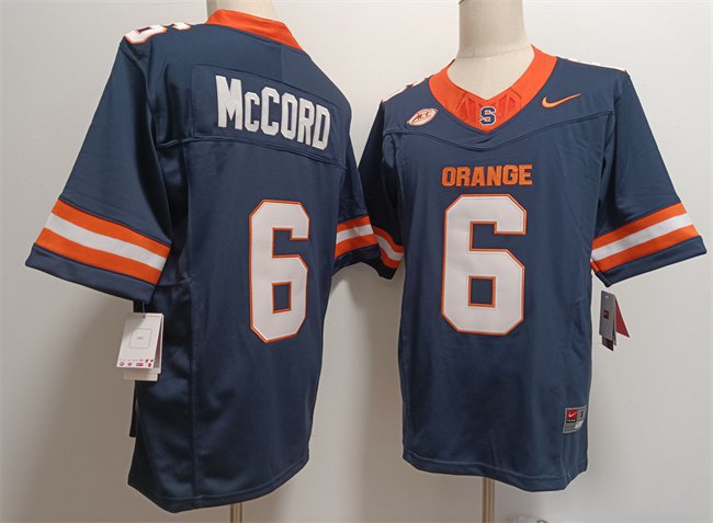 Men's Syracuse Orange #6 Kyle McCord Navy F.U.S.E. Stitched Jersey