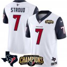 Men's Texans C.J. Stroud White Navy 2024 F.U.S.E. AFC South Champions Patch Vapor Football Jersey
