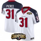 Men's Texans Dameon Pierce White Navy 2023 F.U.S.E. AFC South Champions Patch Jersey