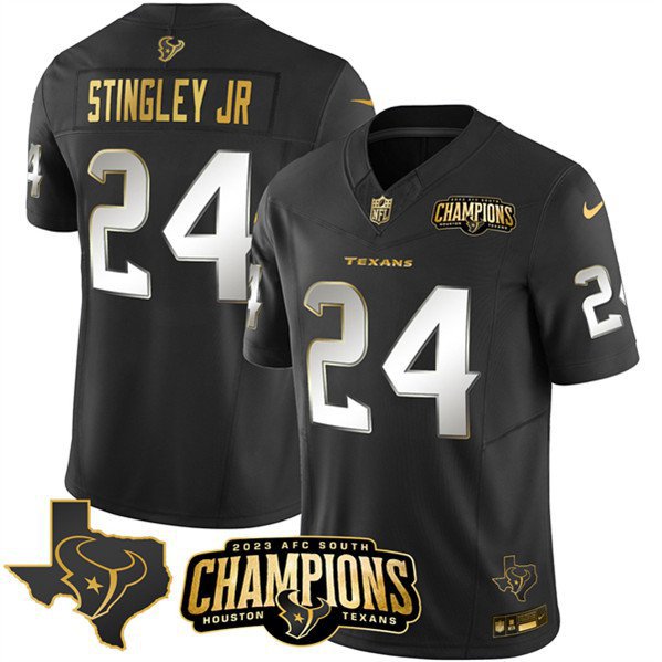 Men's Texans Derek Stingley Jr. Black Gold 2024 F.U.S.E. AFC South Champions Patch Jersey
