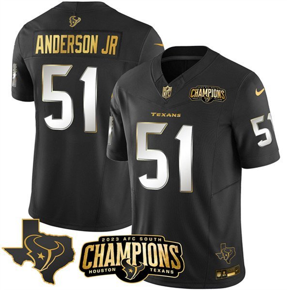 Men's Texans Will Anderson Jr. Black Gold 2024 F.U.S.E. AFC South Champions Patch Jersey