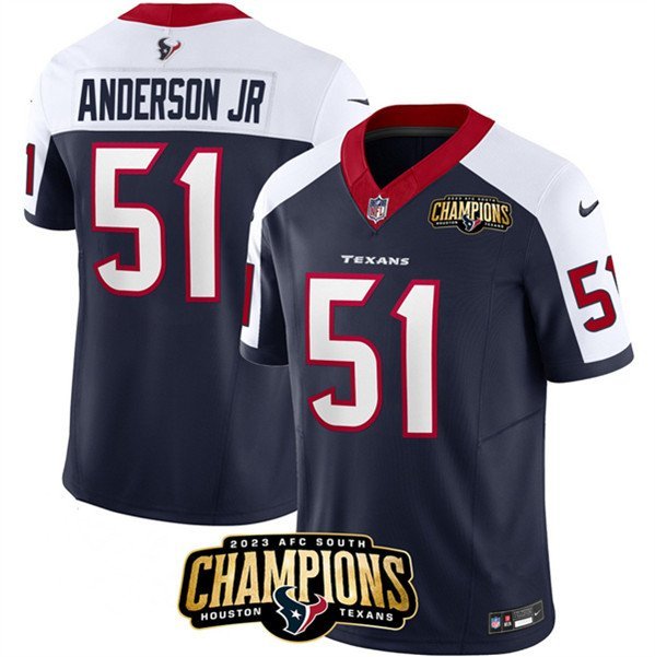 Men's Texans Will Anderson Jr. Navy White 2023 F.U.S.E. AFC South Champions Patch Jersey