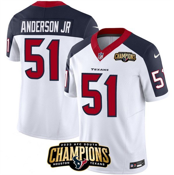 Men's Texans Will Anderson Jr. White Navy 2023 F.U.S.E. AFC South Champions Patch Jersey