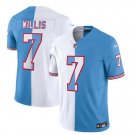 Men's Titans Malik Willis 2023 FUSE White Blue Split Football Jersey