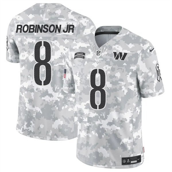Mens Washington Commanders #8 Brian Robinson Jr Arctic Camo 2024 F.U.S.E. Salute to Service Jersey