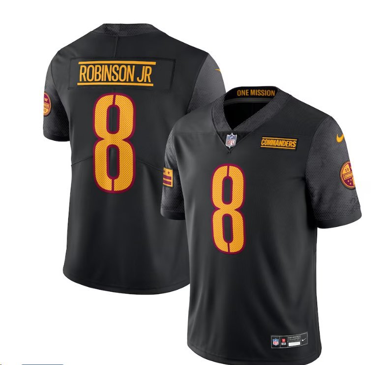 Mens Washington Commanders #8 Brian Robinson Jr Black Alternate Vapor Limited Jersey