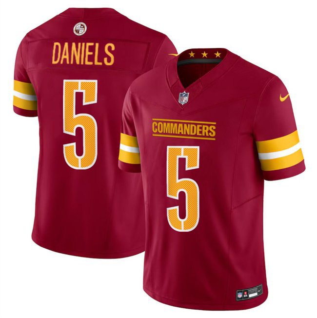 Men's Washington Commanders Jayden Daniels Burgundy 2024 Draft F.U.S.E Vapor Limited Jersey